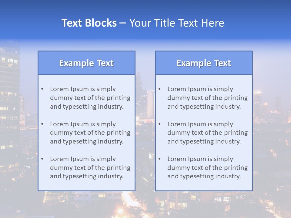 Skyline Of Business And Commercial District At Night PowerPoint Template