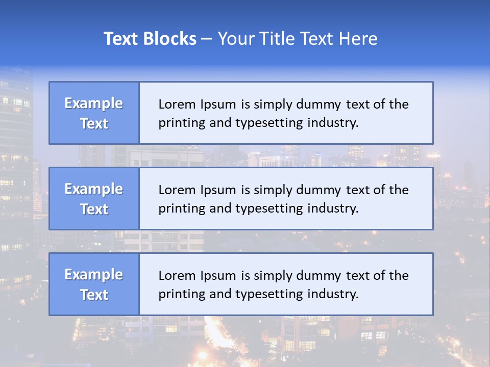 Skyline Of Business And Commercial District At Night PowerPoint Template