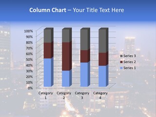 Skyline Of Business And Commercial District At Night PowerPoint Template