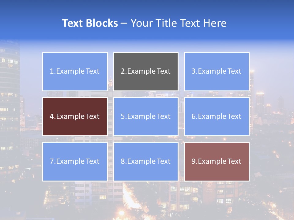 Skyline Of Business And Commercial District At Night PowerPoint Template