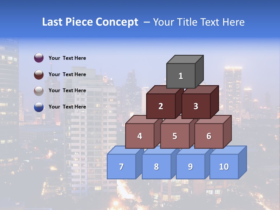 Skyline Of Business And Commercial District At Night PowerPoint Template