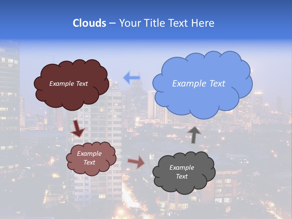 Skyline Of Business And Commercial District At Night PowerPoint Template