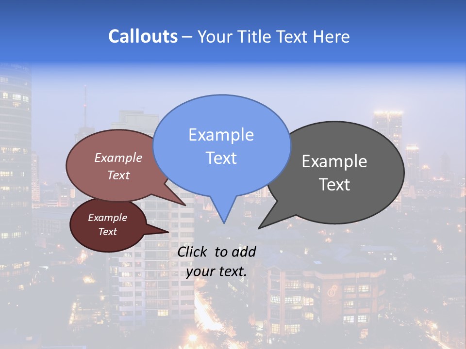 Skyline Of Business And Commercial District At Night PowerPoint Template