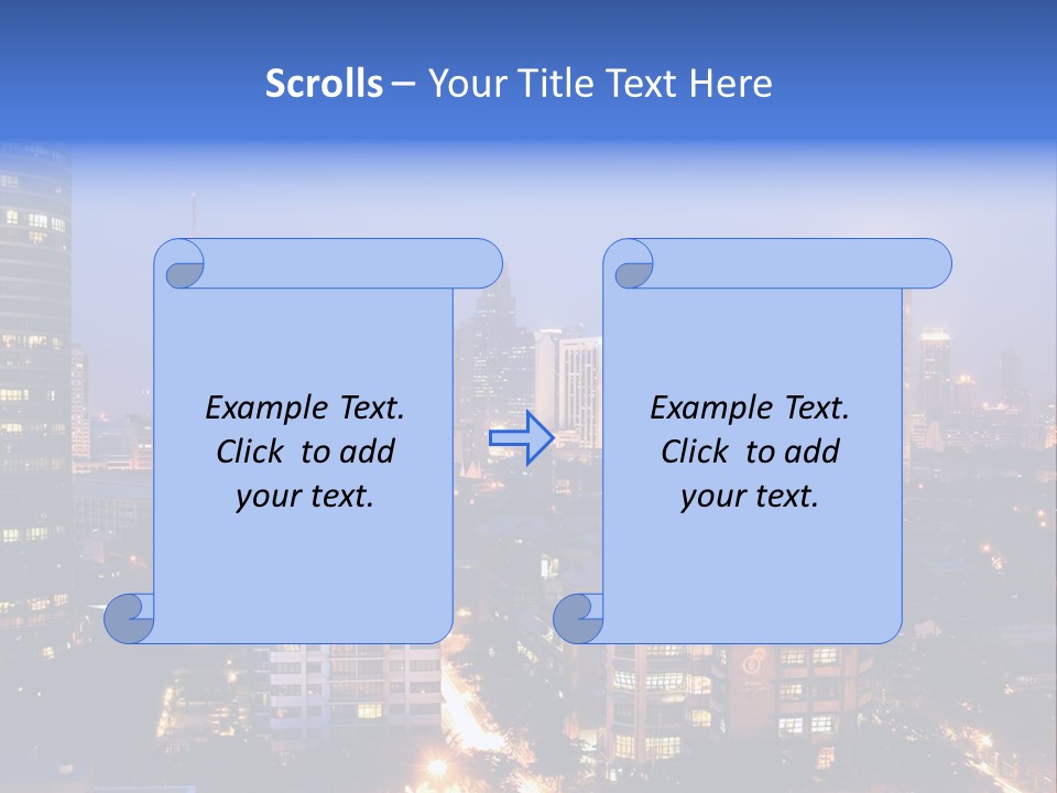 Skyline Of Business And Commercial District At Night PowerPoint Template