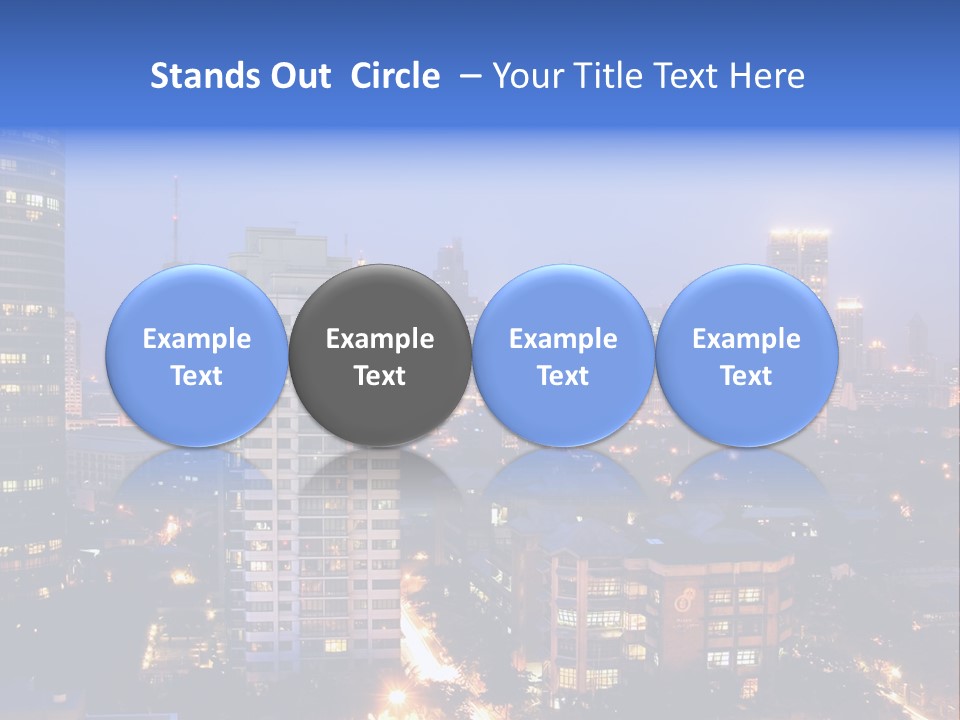 Skyline Of Business And Commercial District At Night PowerPoint Template