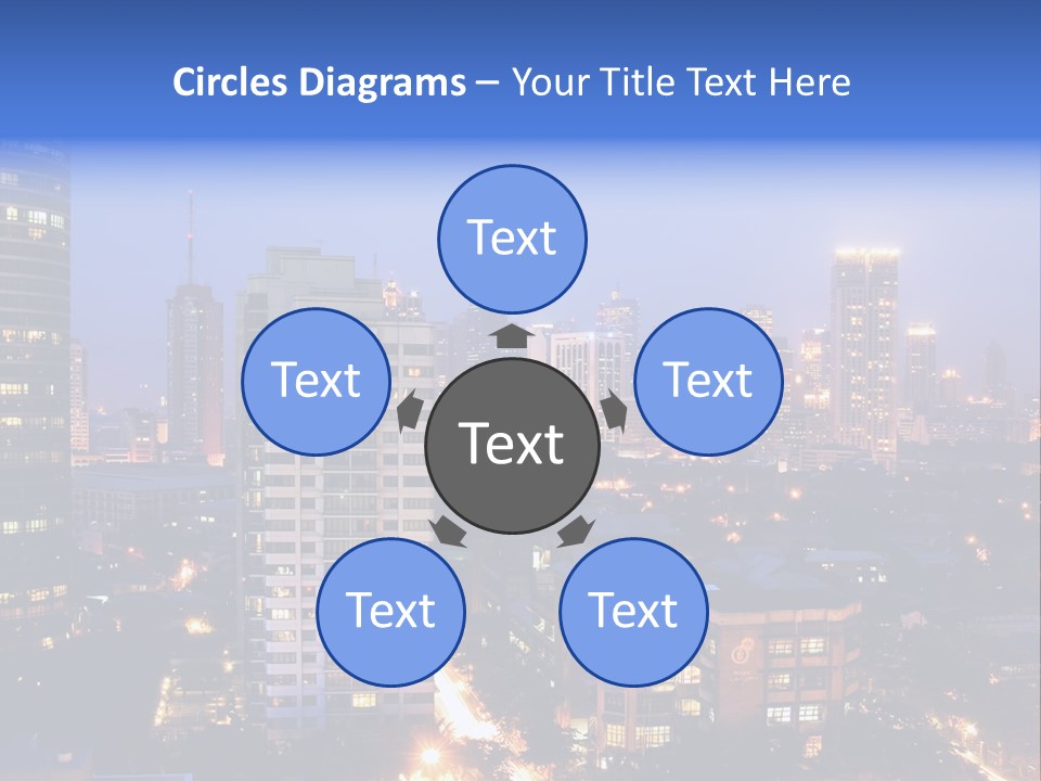 Skyline Of Business And Commercial District At Night PowerPoint Template