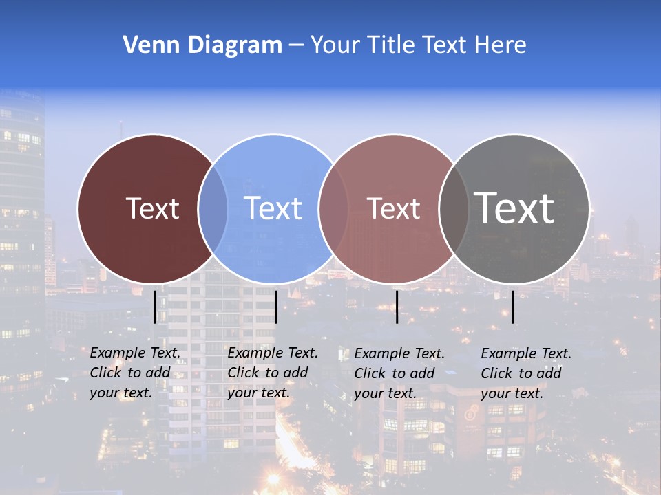 Skyline Of Business And Commercial District At Night PowerPoint Template