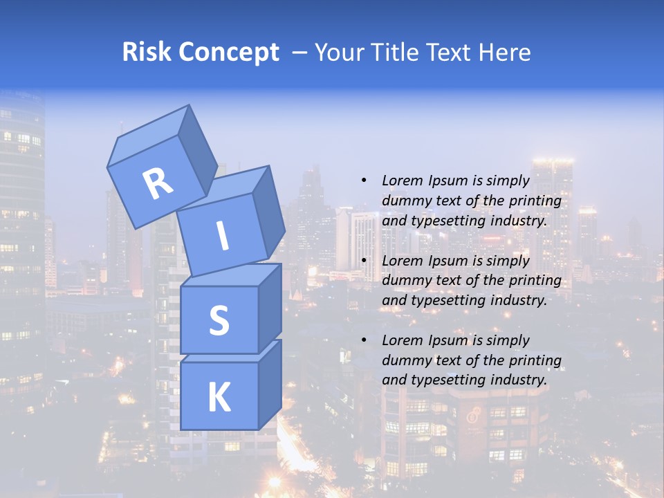 Skyline Of Business And Commercial District At Night PowerPoint Template