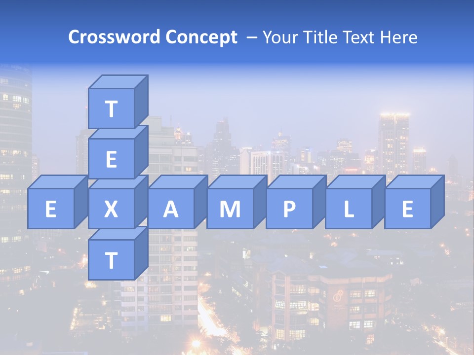 Skyline Of Business And Commercial District At Night PowerPoint Template