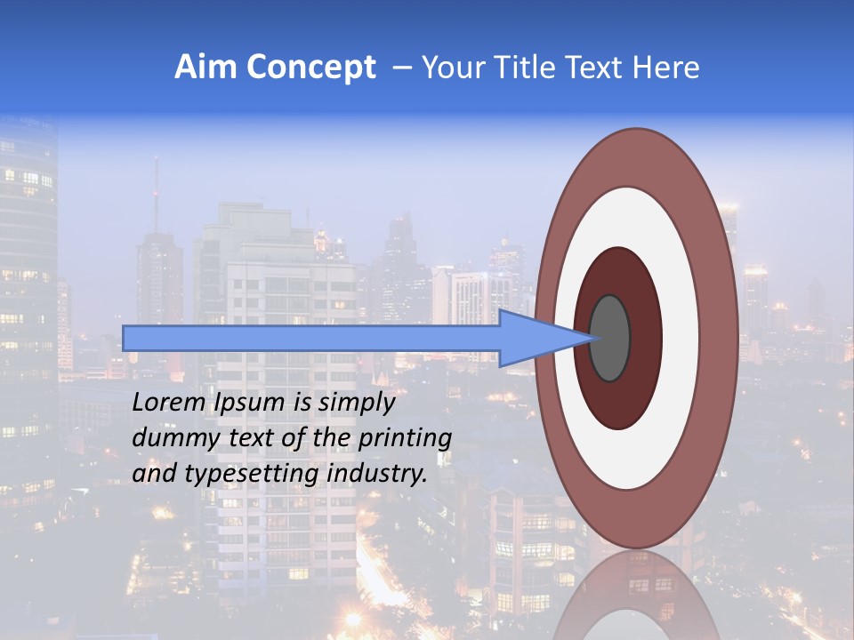 Skyline Of Business And Commercial District At Night PowerPoint Template