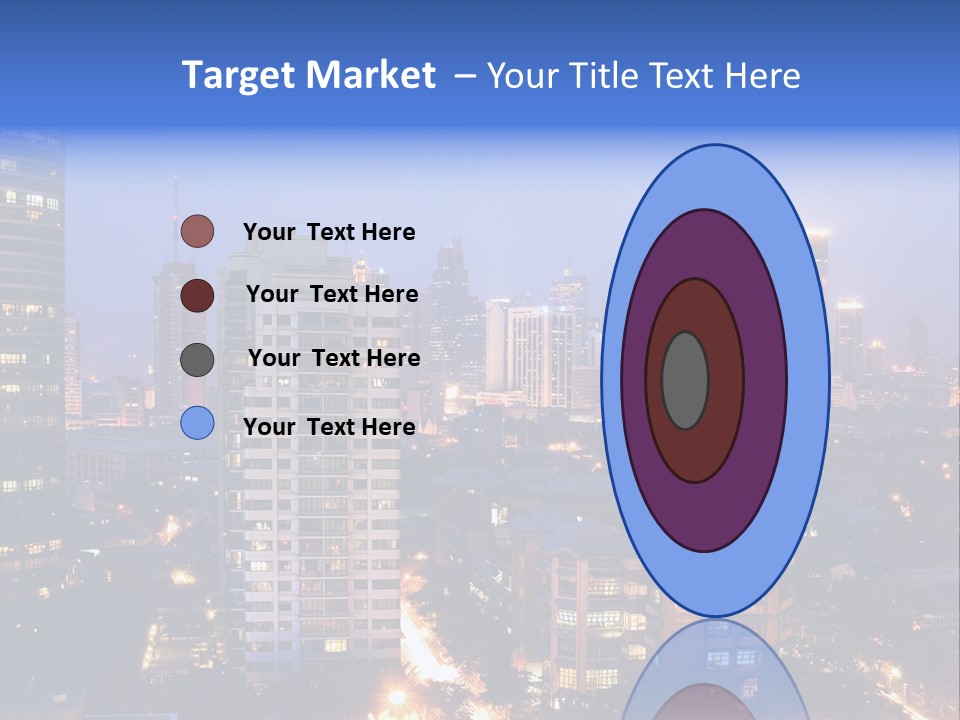 Skyline Of Business And Commercial District At Night PowerPoint Template