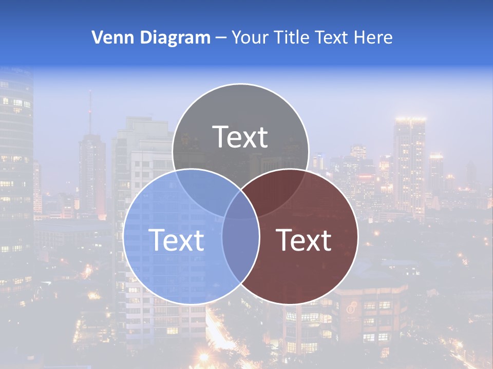 Skyline Of Business And Commercial District At Night PowerPoint Template