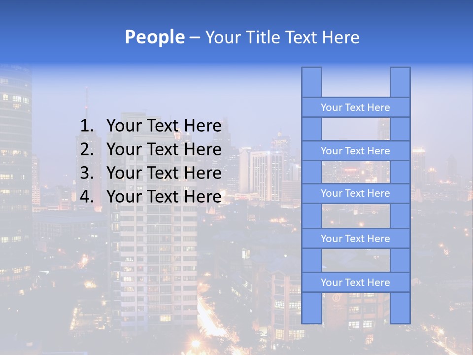 Skyline Of Business And Commercial District At Night PowerPoint Template
