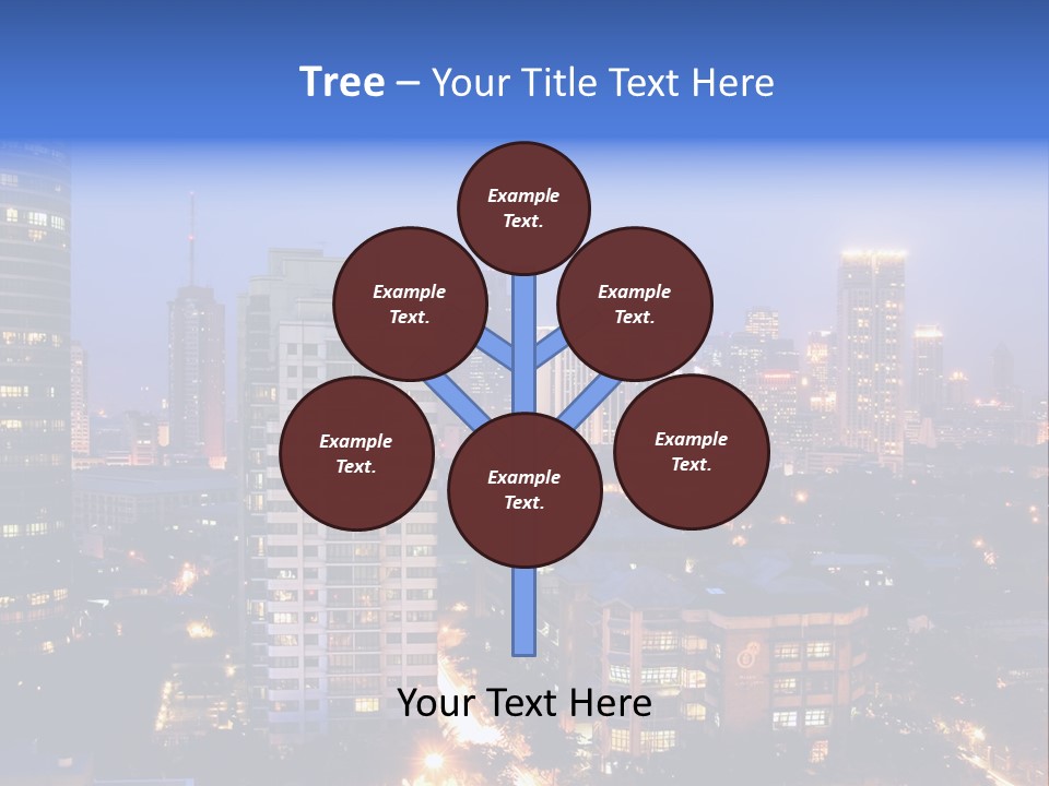 Skyline Of Business And Commercial District At Night PowerPoint Template