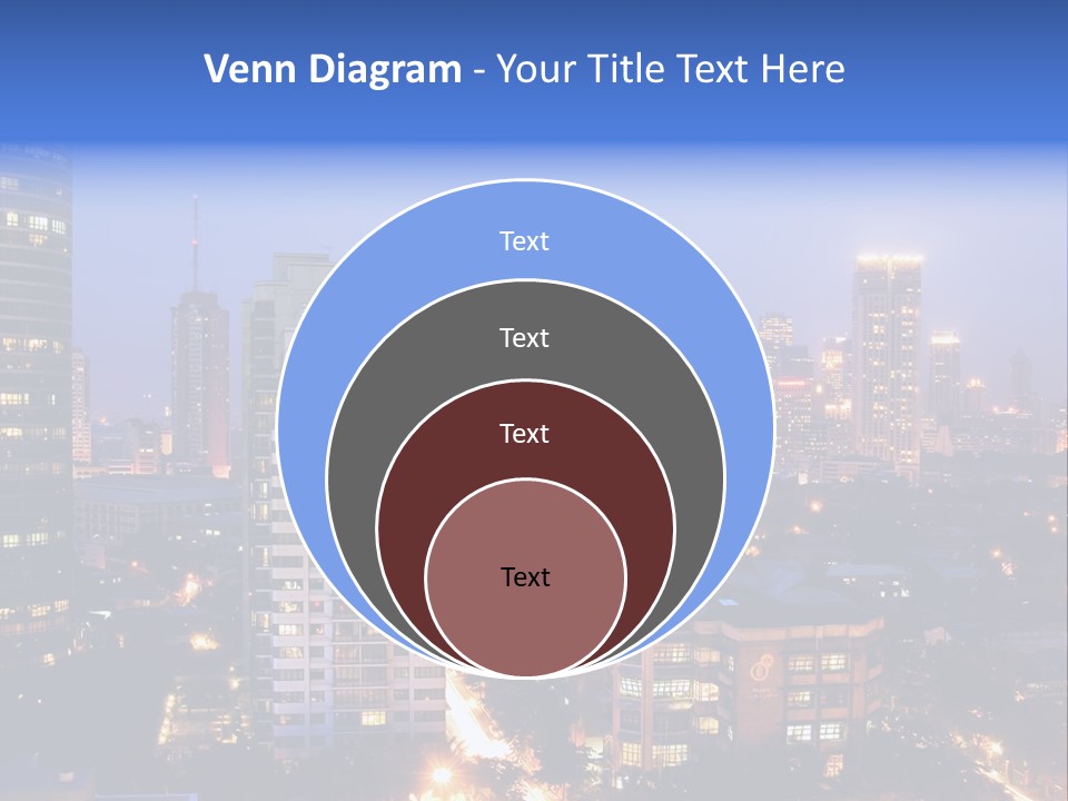 Skyline Of Business And Commercial District At Night PowerPoint Template