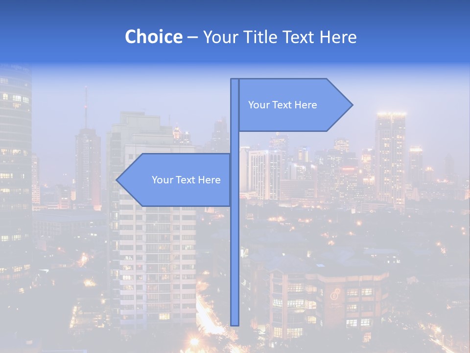 Skyline Of Business And Commercial District At Night PowerPoint Template