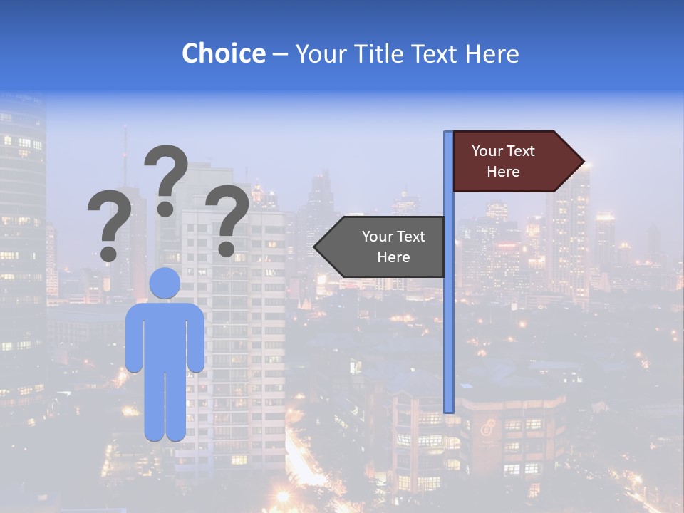 Skyline Of Business And Commercial District At Night PowerPoint Template