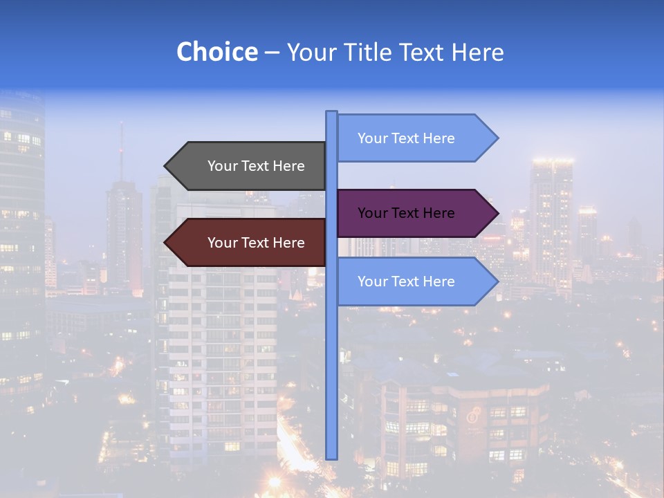 Skyline Of Business And Commercial District At Night PowerPoint Template