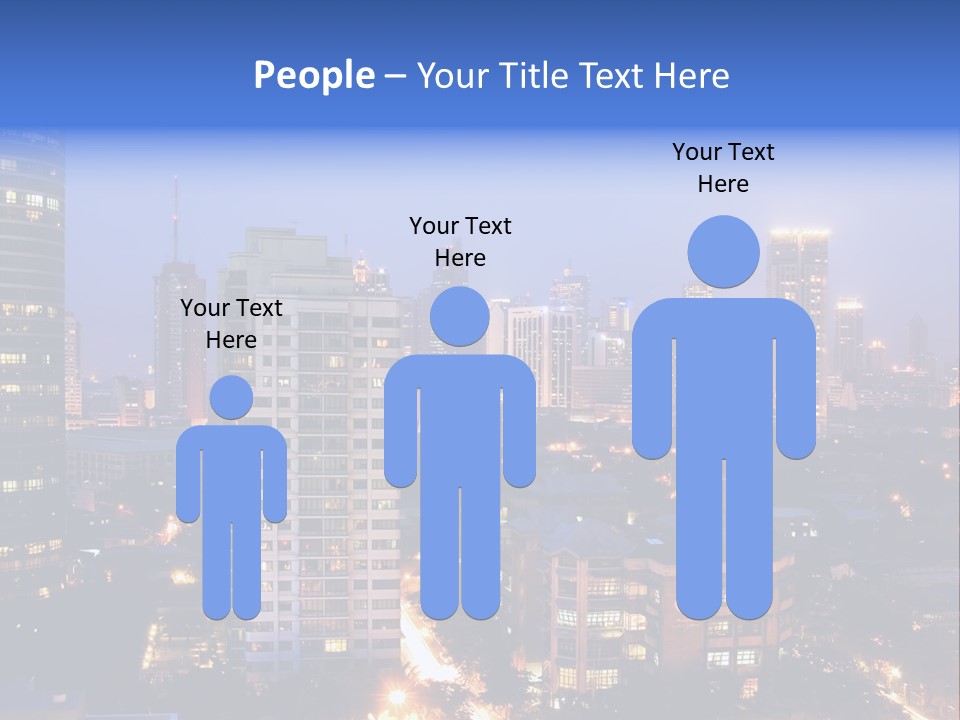 Skyline Of Business And Commercial District At Night PowerPoint Template