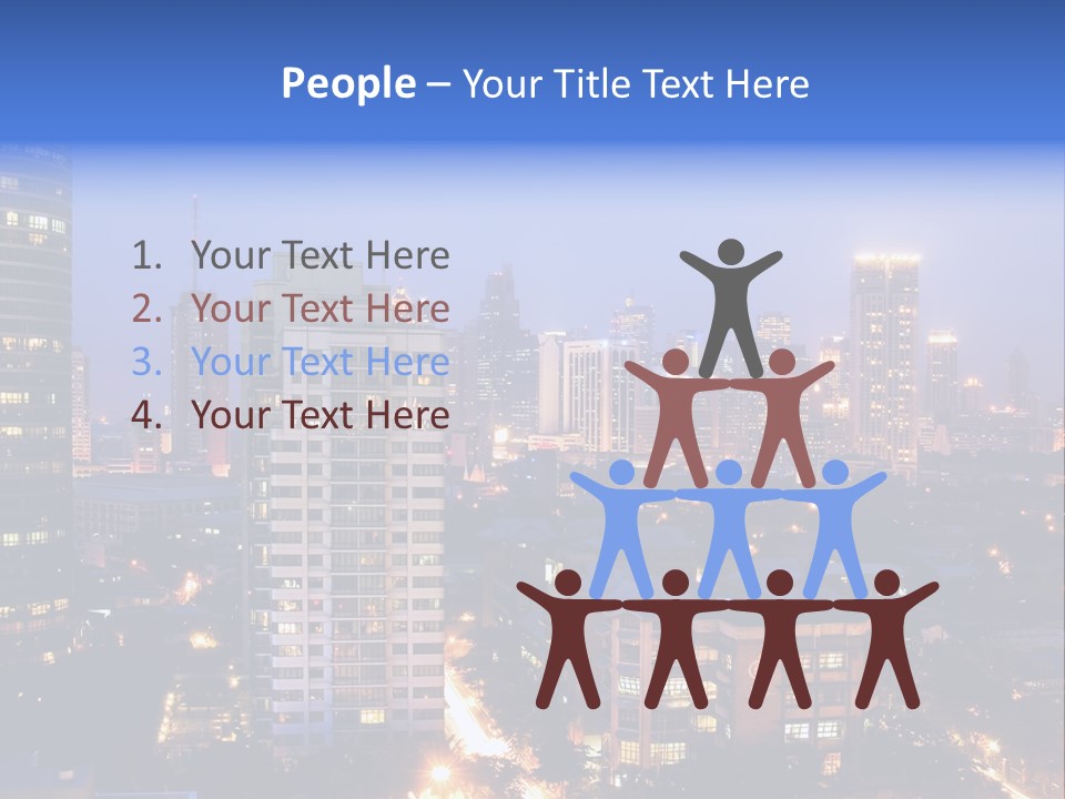 Skyline Of Business And Commercial District At Night PowerPoint Template