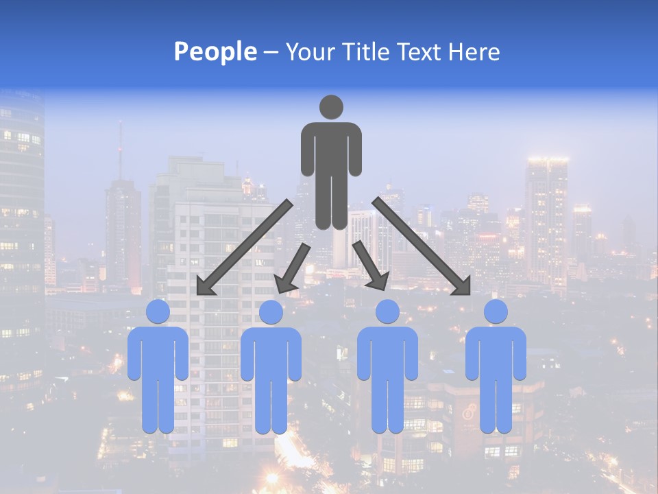 Skyline Of Business And Commercial District At Night PowerPoint Template