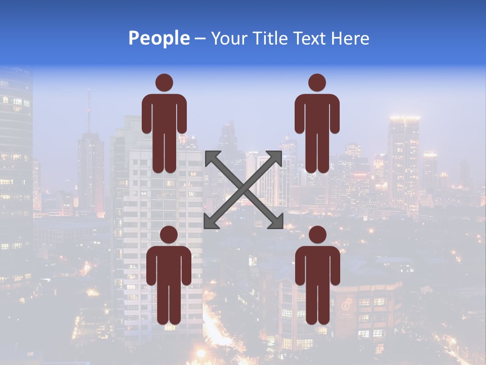 Skyline Of Business And Commercial District At Night PowerPoint Template