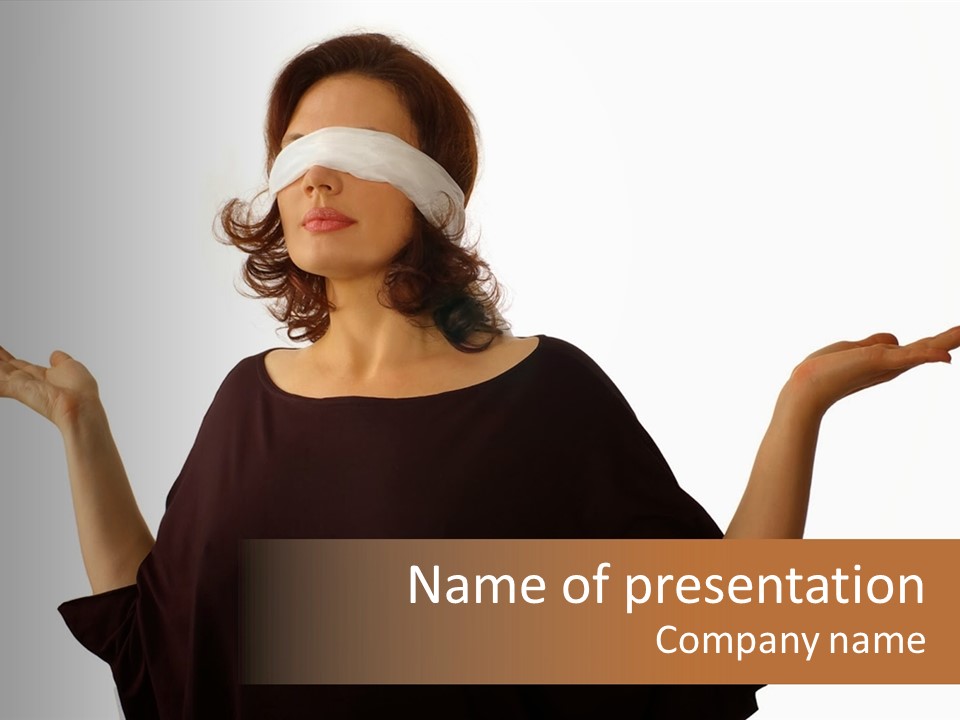 A Woman With Blindfolds Holding Out Her Hands PowerPoint Template