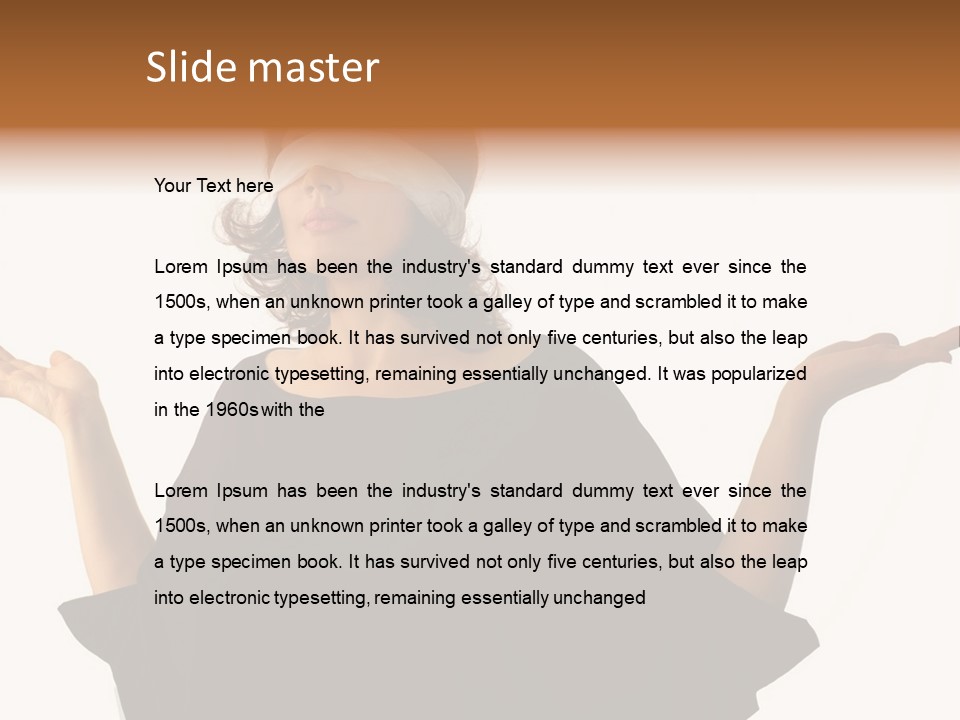 A Woman With Blindfolds Holding Out Her Hands PowerPoint Template