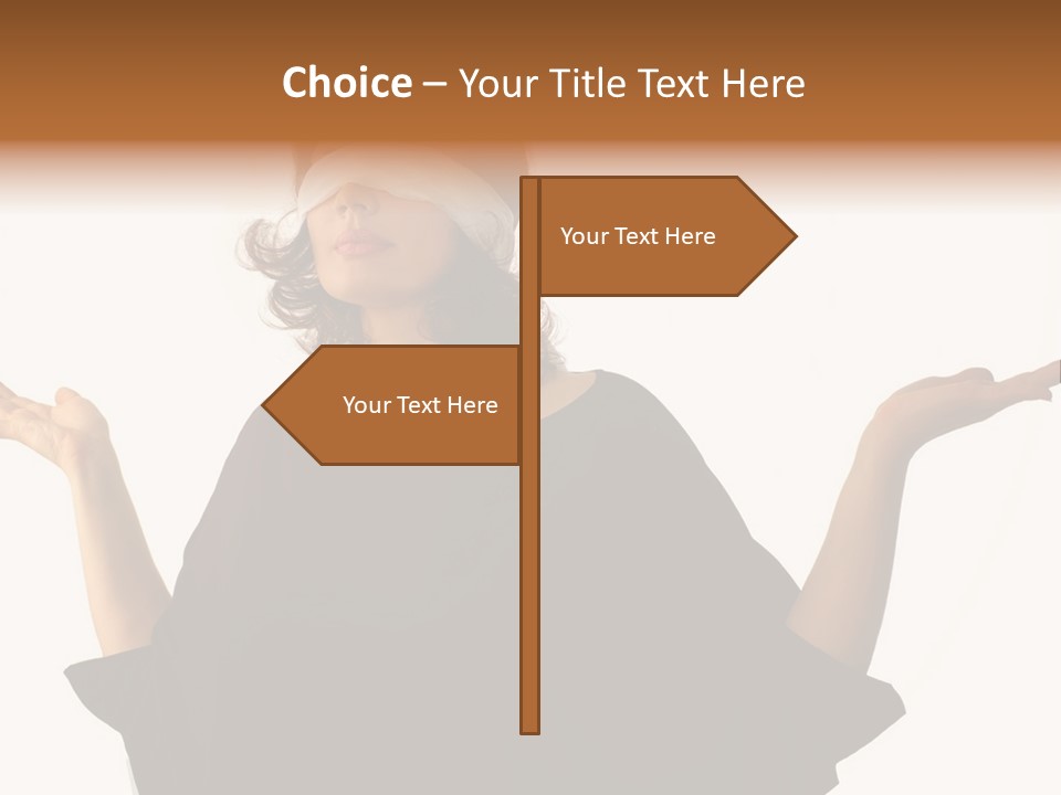 A Woman With Blindfolds Holding Out Her Hands PowerPoint Template