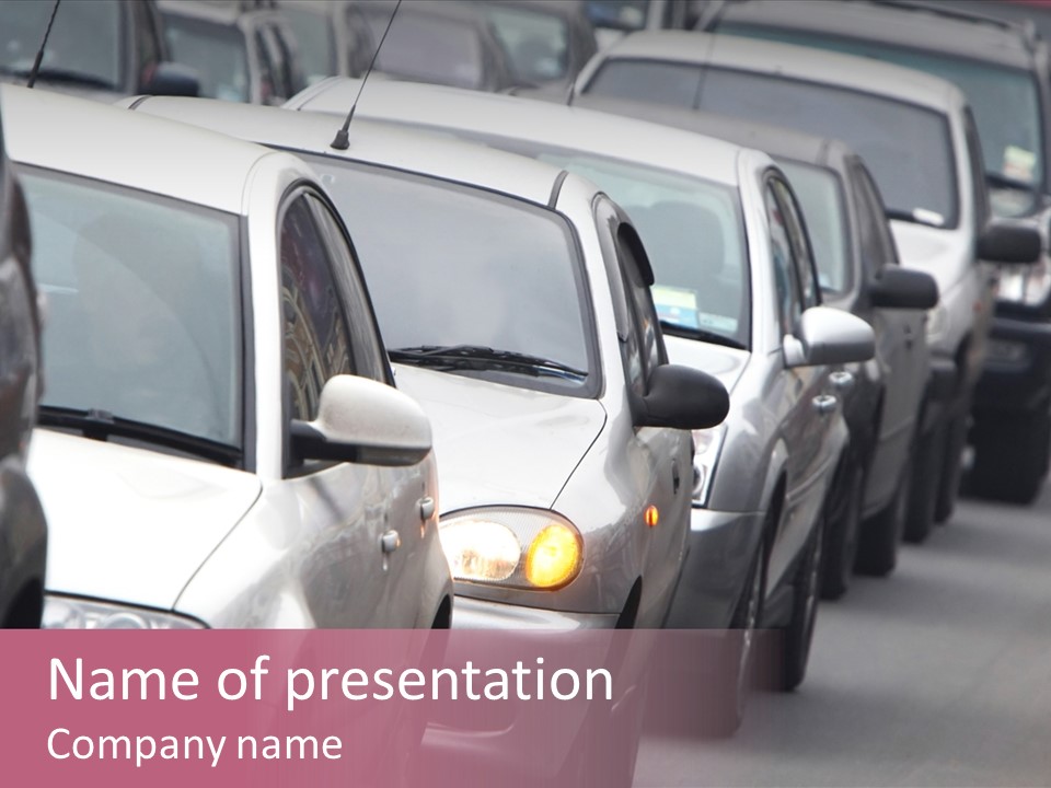 Morning Traffic Jam On A Road In Kiev PowerPoint Template
