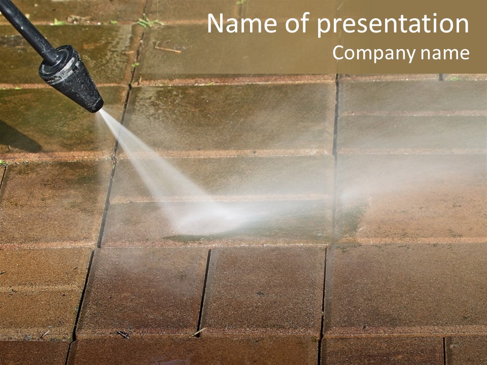 Cleaning Dirty Patio With Pressure Washer PowerPoint Template