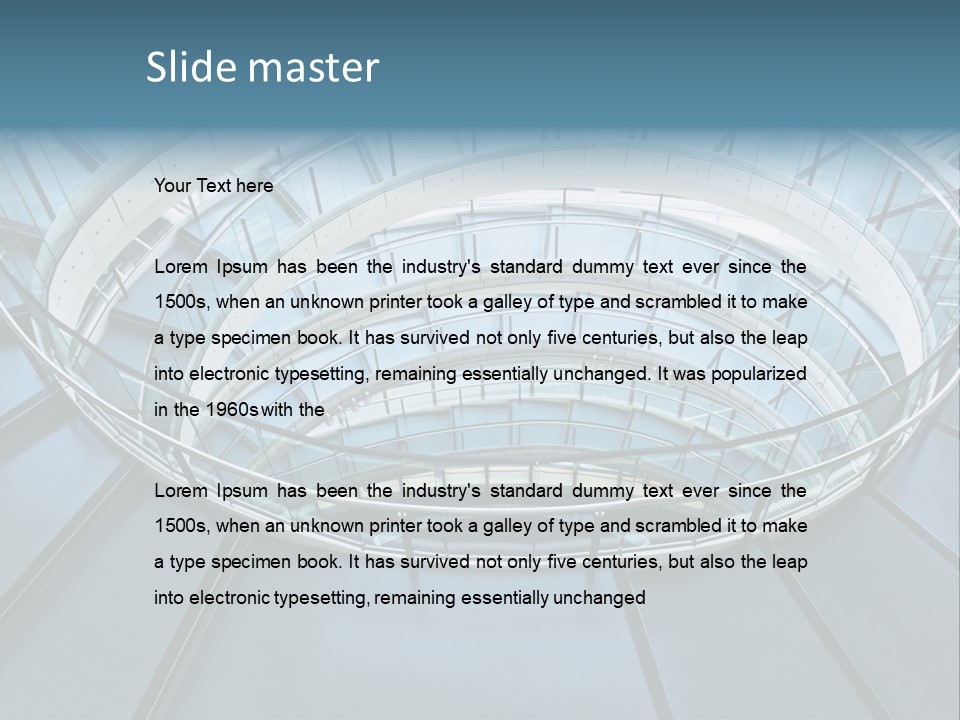 Round Stairway In The Middle Of Office Building PowerPoint Template