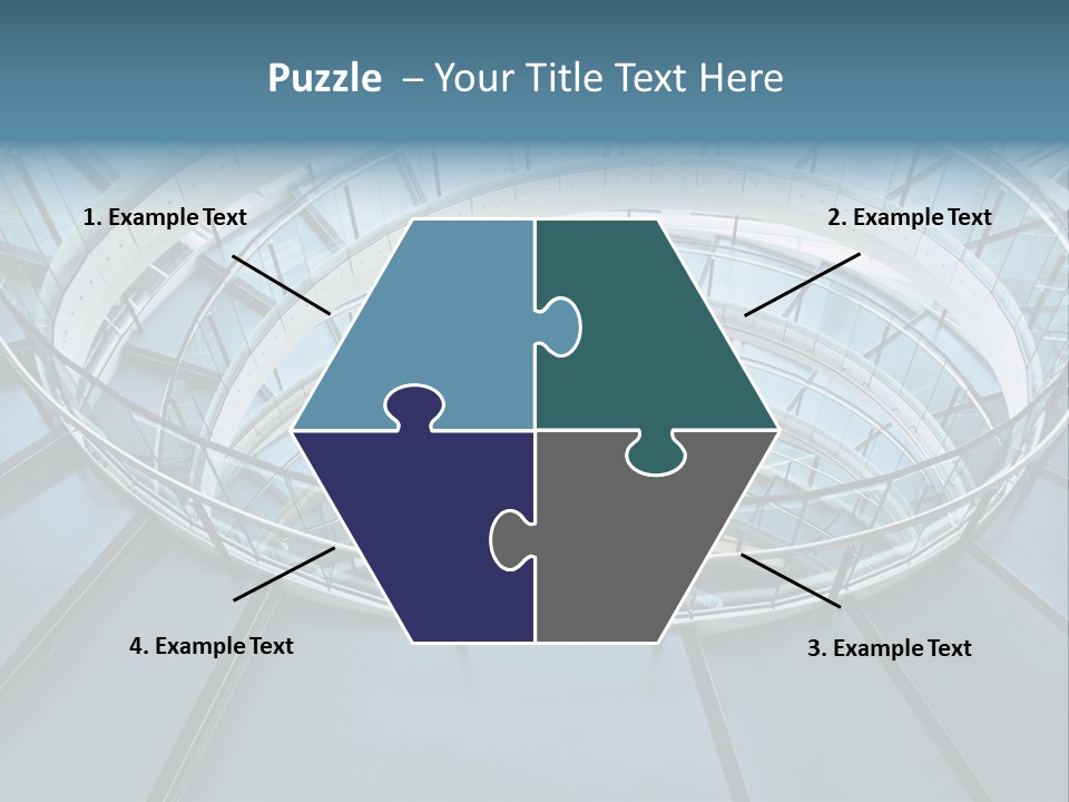 Round Stairway In The Middle Of Office Building PowerPoint Template