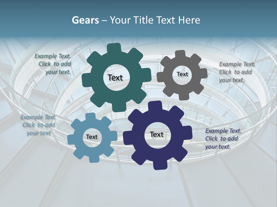 Round Stairway In The Middle Of Office Building PowerPoint Template