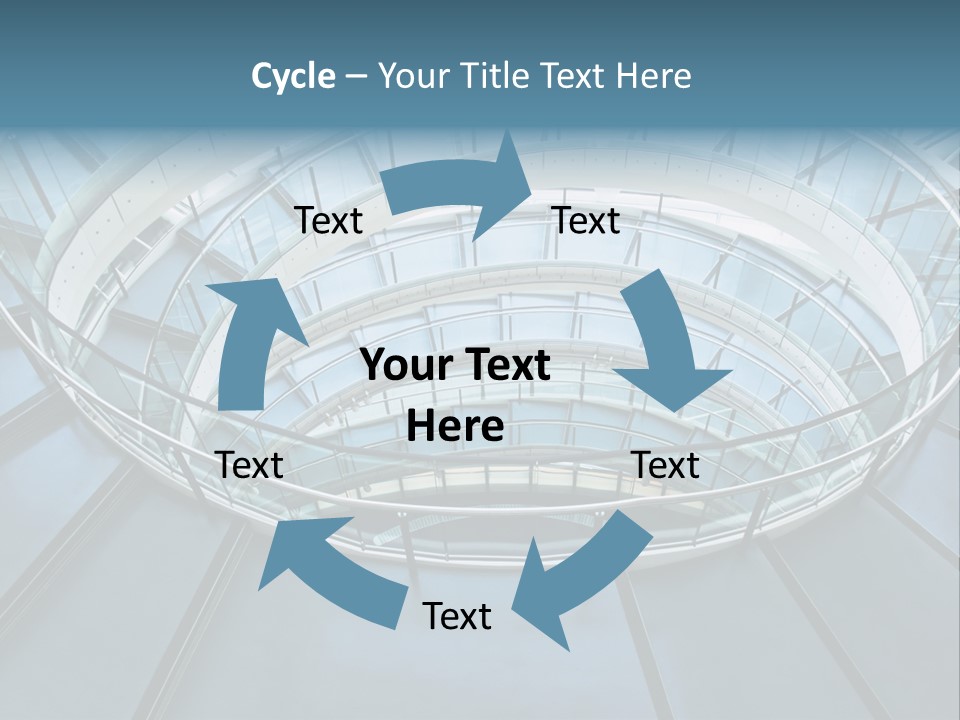 Round Stairway In The Middle Of Office Building PowerPoint Template