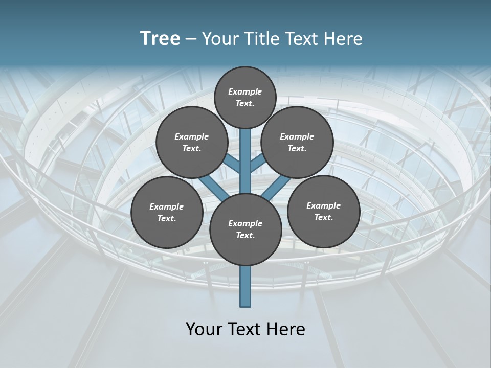 Round Stairway In The Middle Of Office Building PowerPoint Template