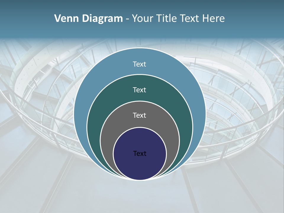 Round Stairway In The Middle Of Office Building PowerPoint Template