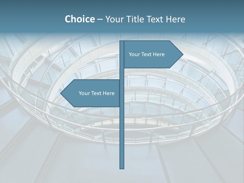 Round Stairway In The Middle Of Office Building PowerPoint Template