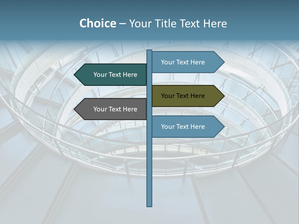 Round Stairway In The Middle Of Office Building PowerPoint Template