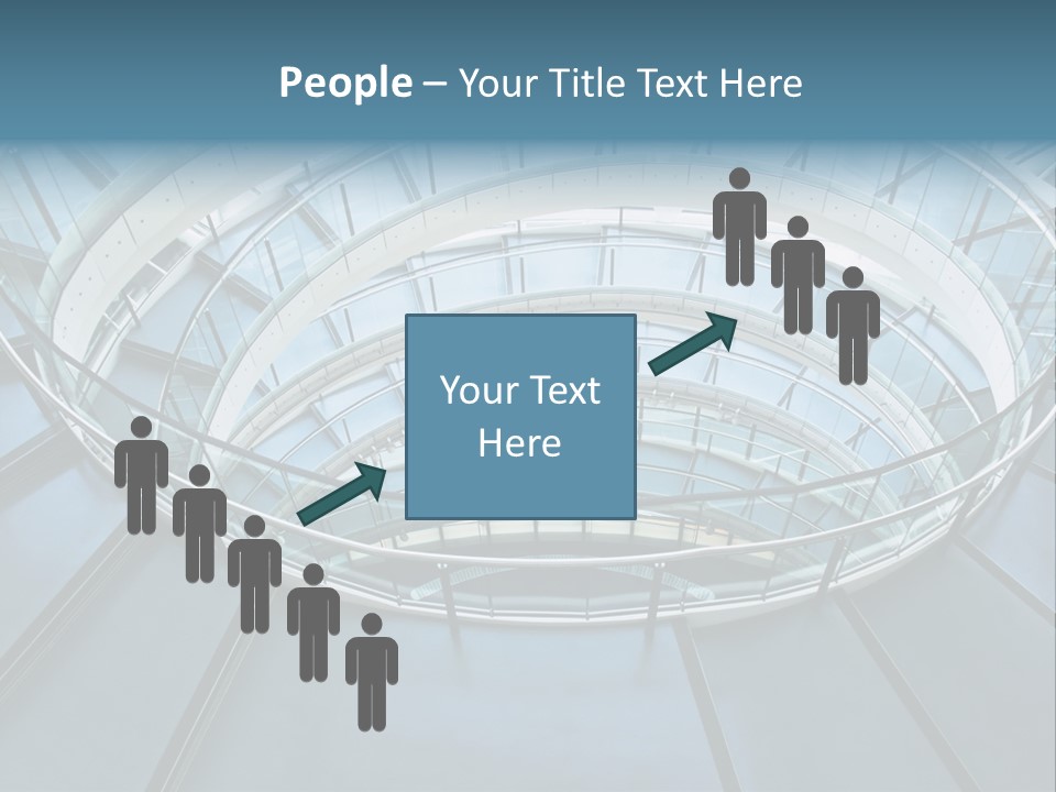 Round Stairway In The Middle Of Office Building PowerPoint Template