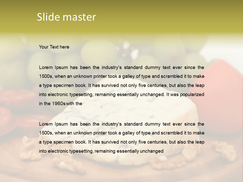 Grape, Cheese With Nuts And Sausage PowerPoint Template