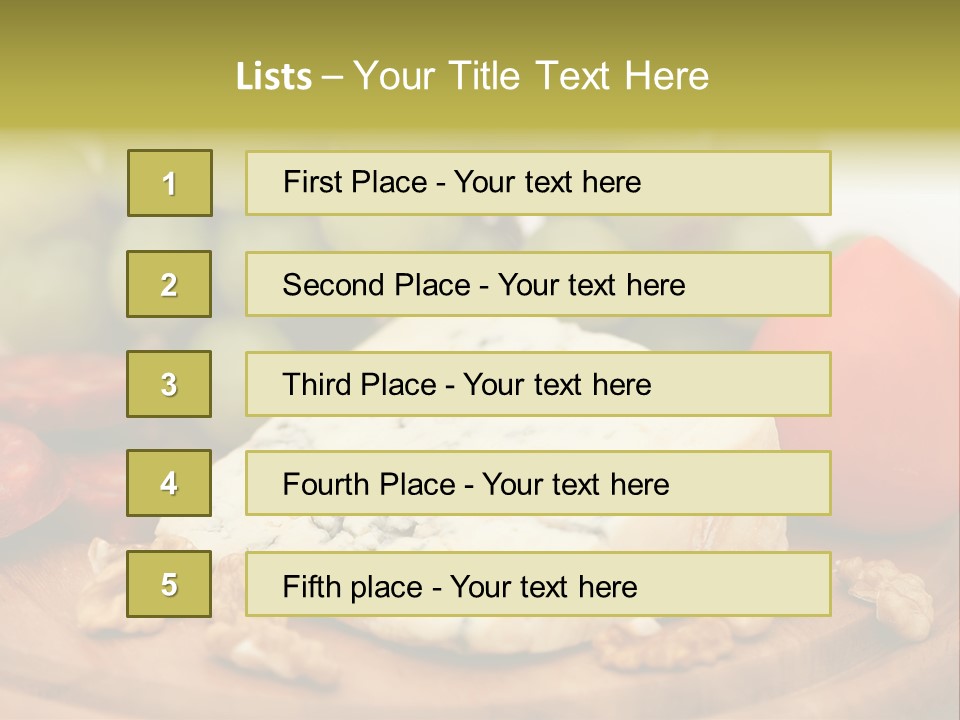 Grape, Cheese With Nuts And Sausage PowerPoint Template
