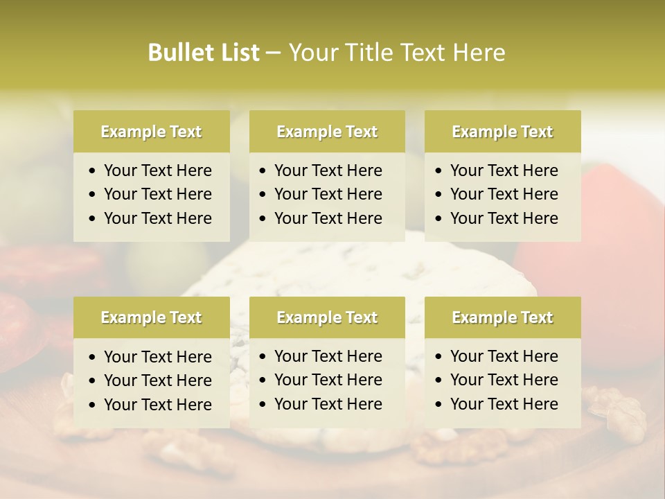 Grape, Cheese With Nuts And Sausage PowerPoint Template