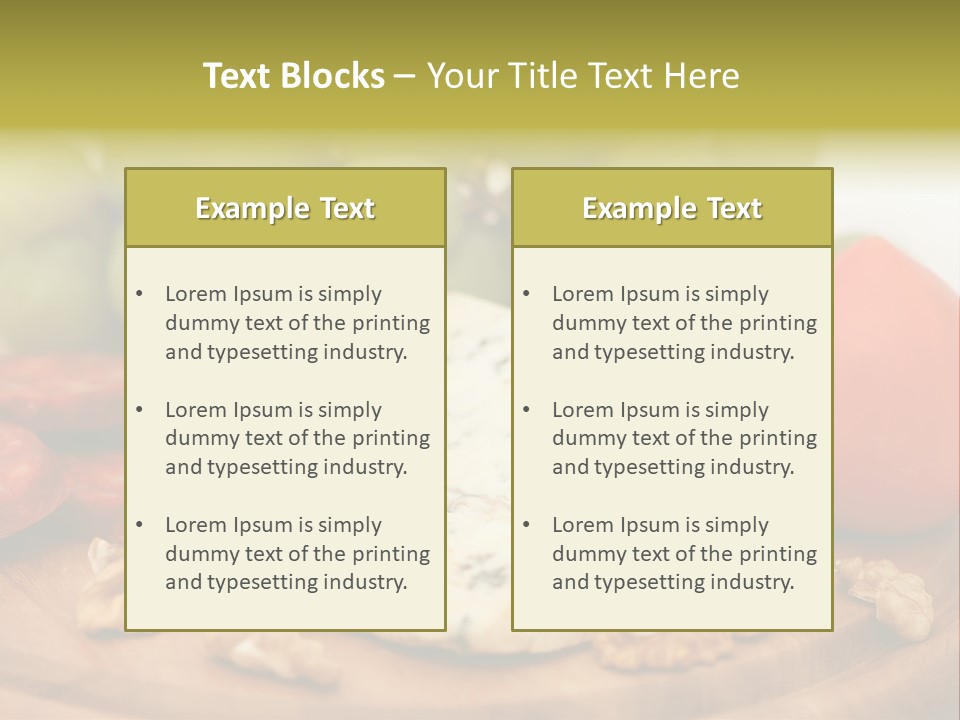 Grape, Cheese With Nuts And Sausage PowerPoint Template