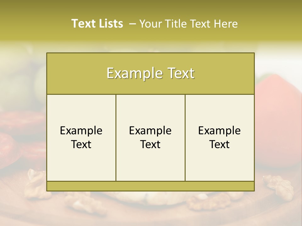Grape, Cheese With Nuts And Sausage PowerPoint Template