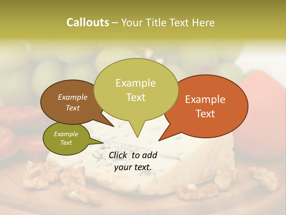 Grape, Cheese With Nuts And Sausage PowerPoint Template