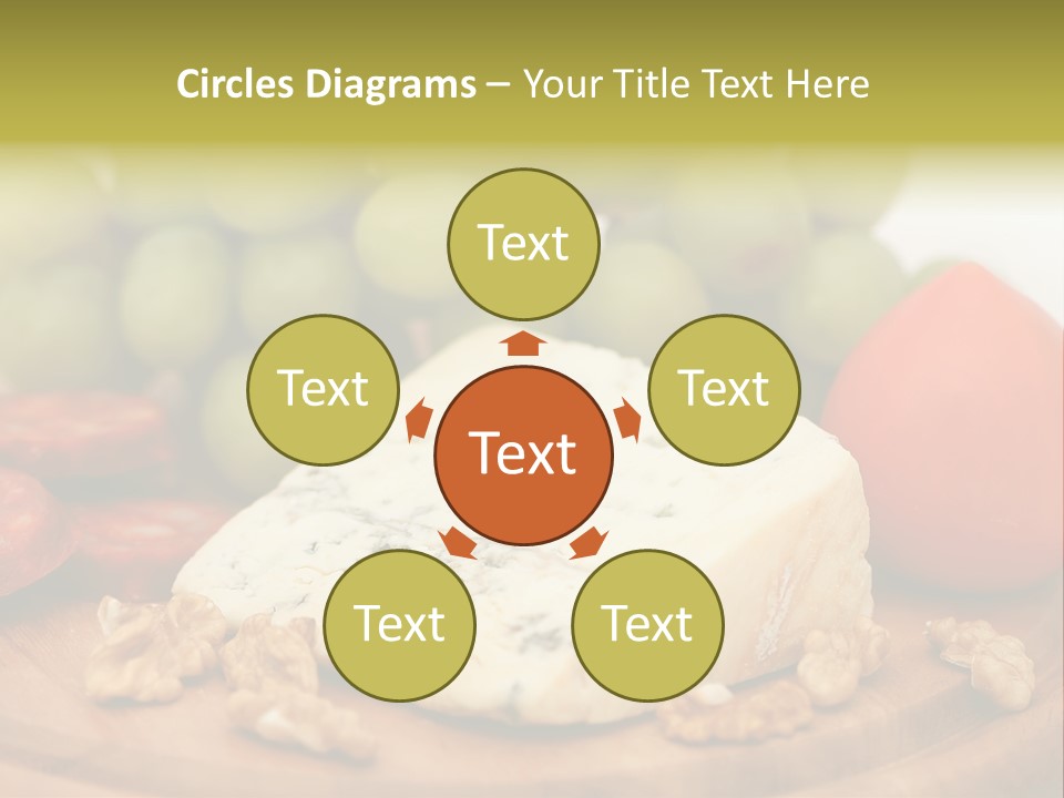 Grape, Cheese With Nuts And Sausage PowerPoint Template