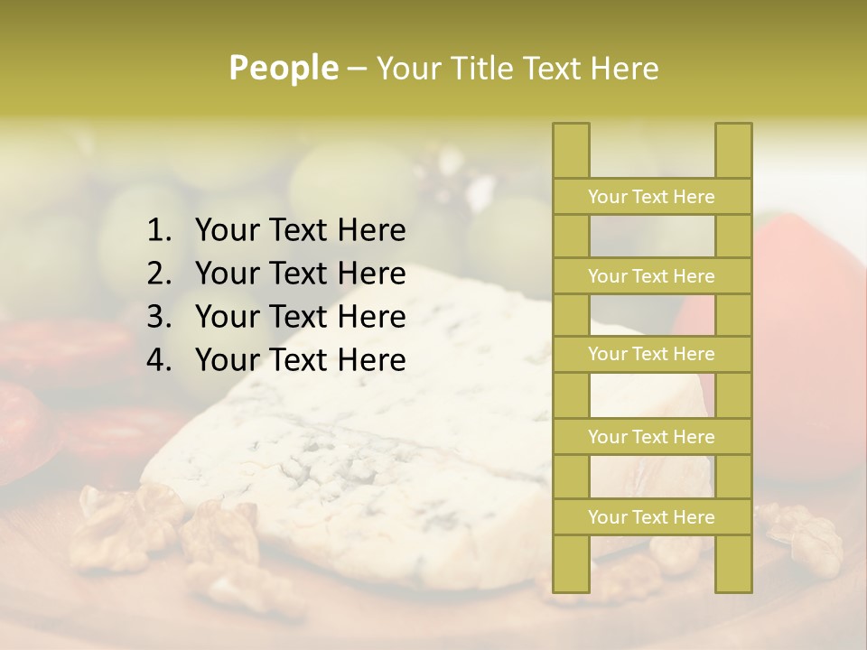 Grape, Cheese With Nuts And Sausage PowerPoint Template