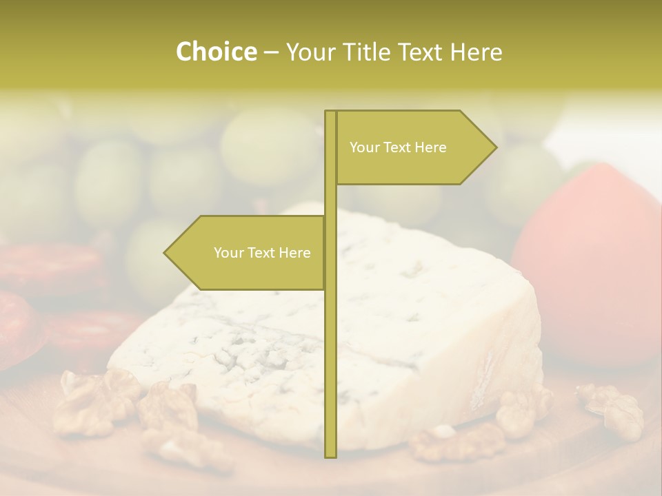 Grape, Cheese With Nuts And Sausage PowerPoint Template