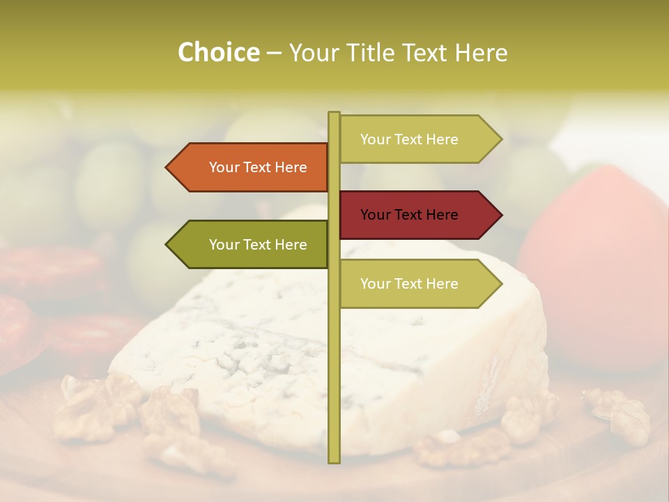 Grape, Cheese With Nuts And Sausage PowerPoint Template
